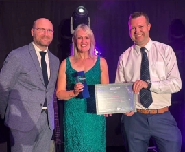 Jan receiving her award at Control Room Awards photo by Control Room Awards