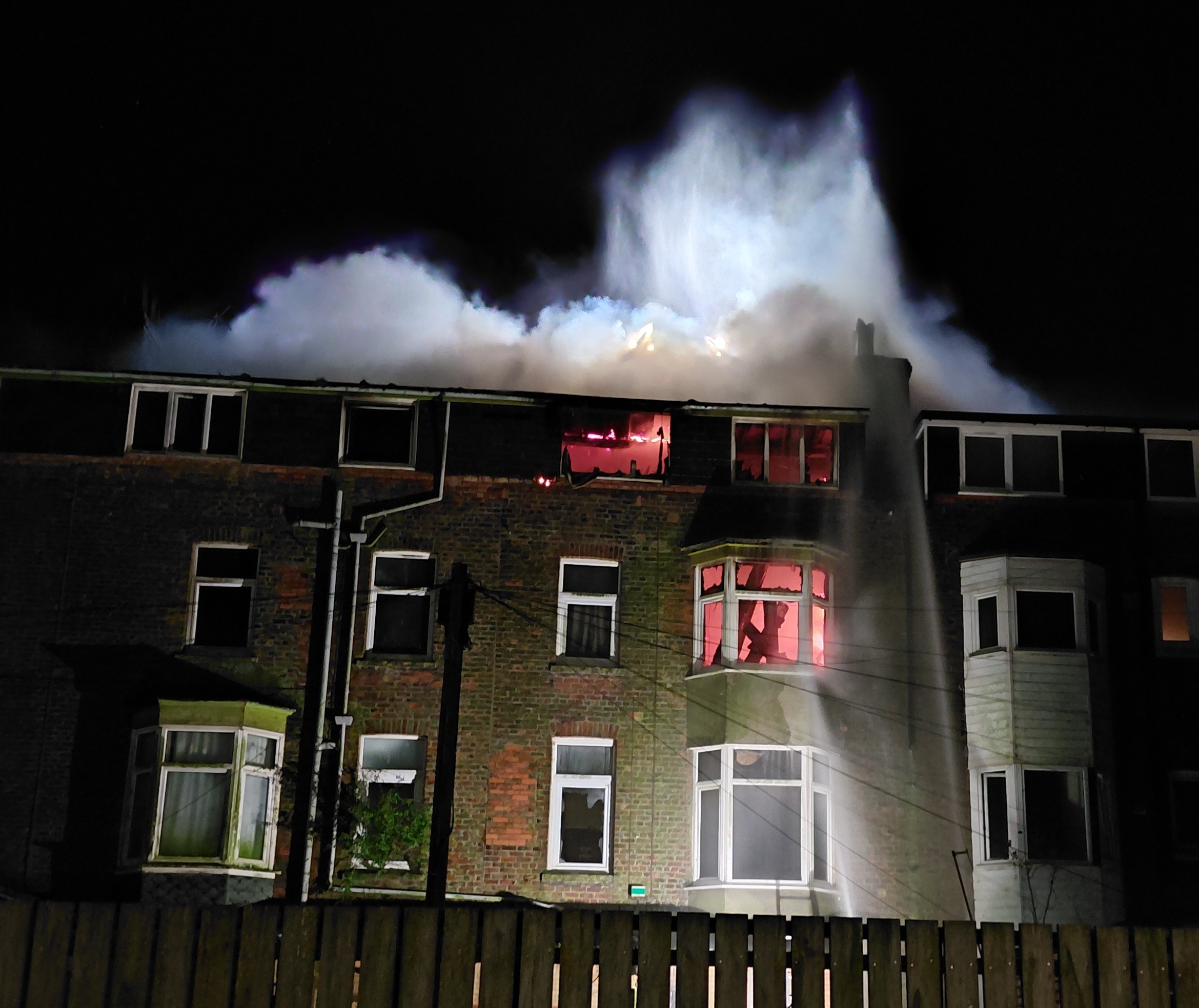 Derlict building fire